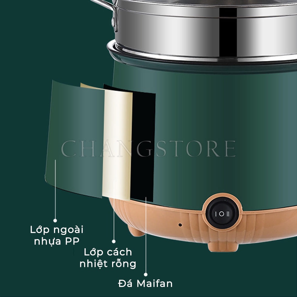 Ca Nấu Mì Đa Năng 2 Nấc Nhiệt Đa chức năng Cao Cấp,Nồi Lẩu Điện Mini 18CM Kèm Giá Hấp Inox Màu Ngẫu Nhiên