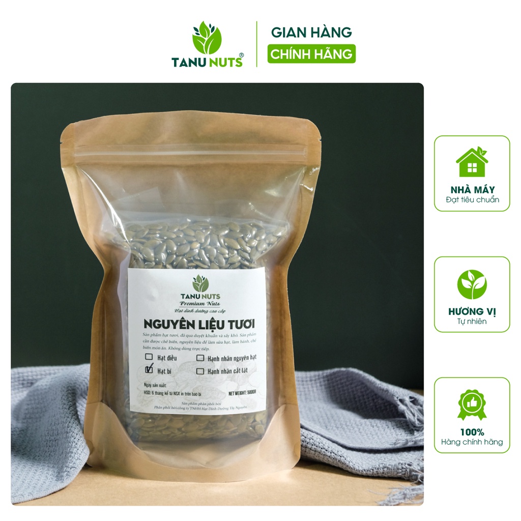 [Mã BMBAU50 giảm 7% đơn 99K] Hạt bí xanh sống tách vỏ Mỹ TANU NUTS thơm ngon giàu dinh dưỡng dùng nấu ăn, làm sữa, bánh