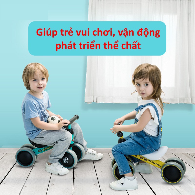 Xe chòi chân cho bé 1 tuổi đến 2 tuổi BDuck – Xe đồ chơi đẩy chân thăng bằng yên da bánh cao su DC019