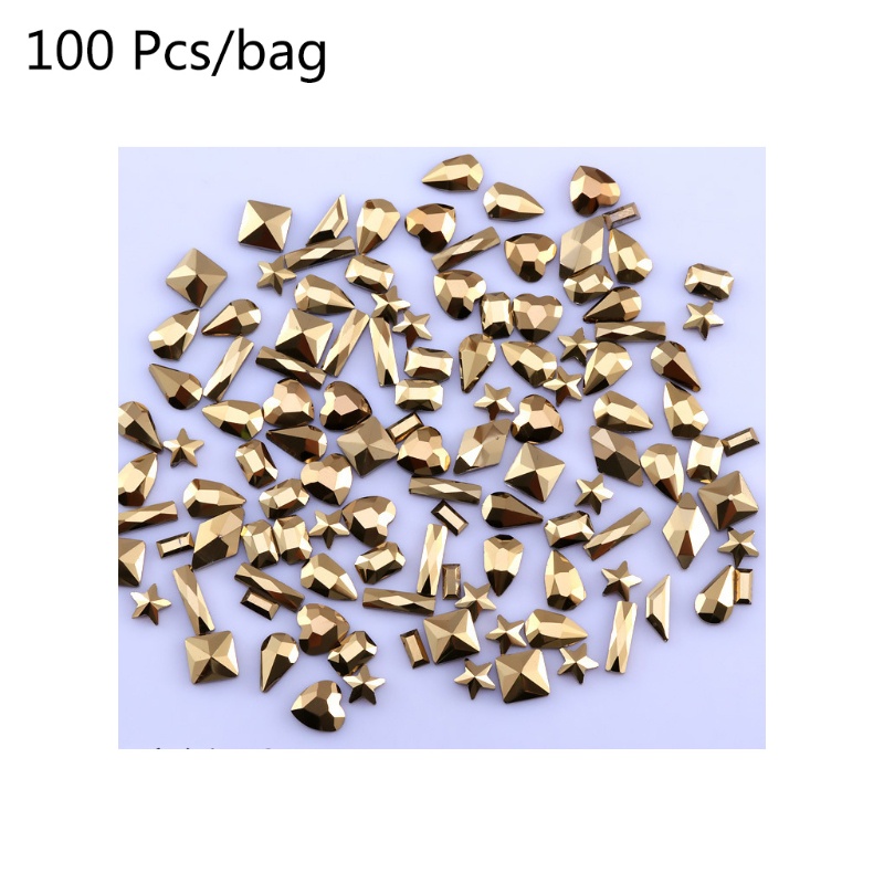 Bộ 100 Hạt Pha Lê Trong Suốt Trang Trí Móng Tay