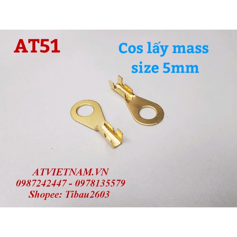 Đầu cos xe máy, cos lấy mass, cos vặn ốc 5mm- AT51 ( 1 bịch/50 cái)