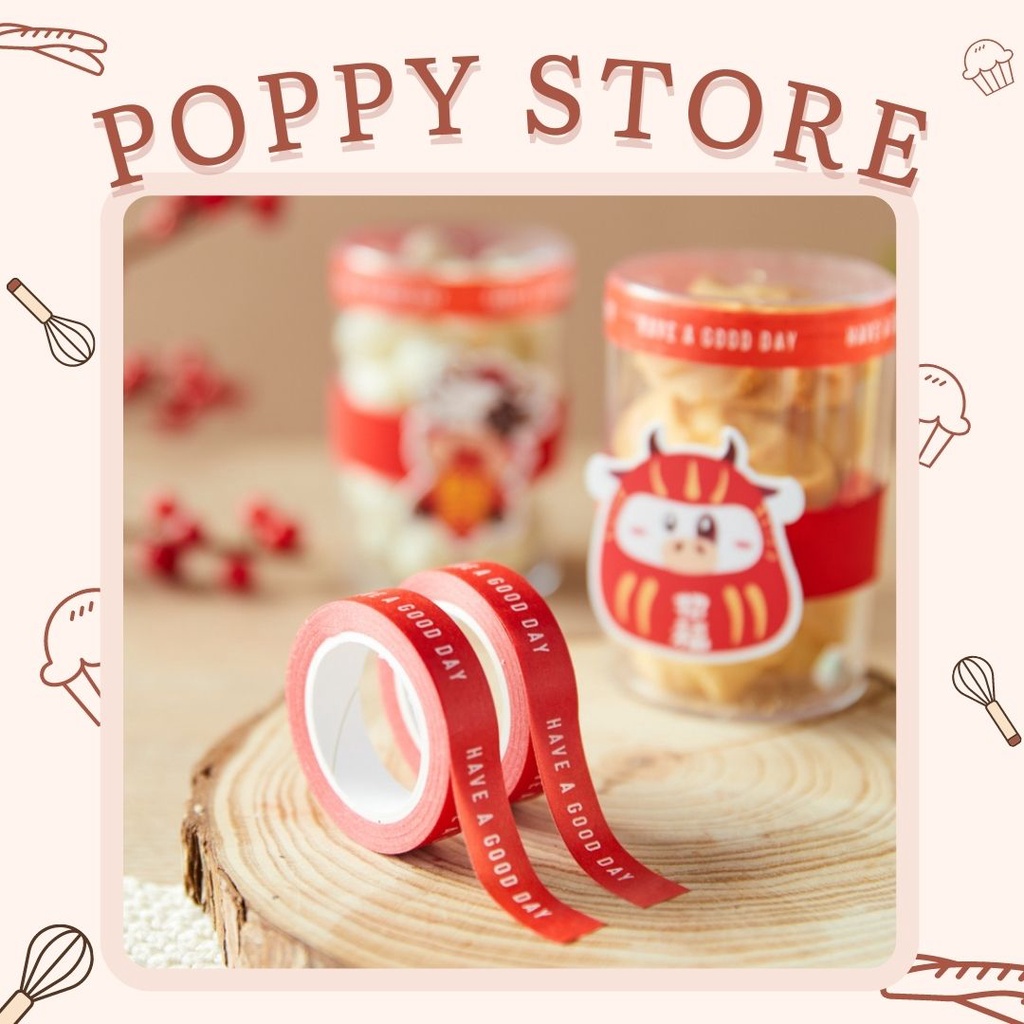 Băng keo trang trí, niêm phong, băng keo đa năng mẫu have a good day dễ thương - POPPY STORE
