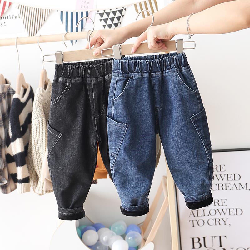 Quần jean lót lông cừu giữ ấm mùa thu đông phong cách Hàn Quốc cho bé trai