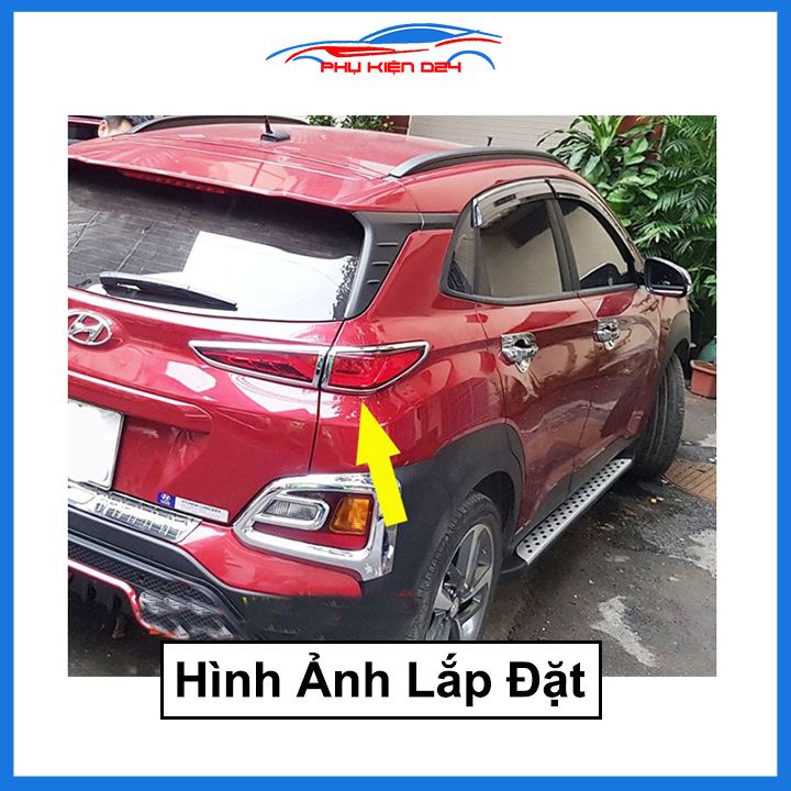 Ốp viền đèn pha hậu mạ crom Kona 2018-2019-2020-2021-2022 chống trầy trang trí bảo vệ xe