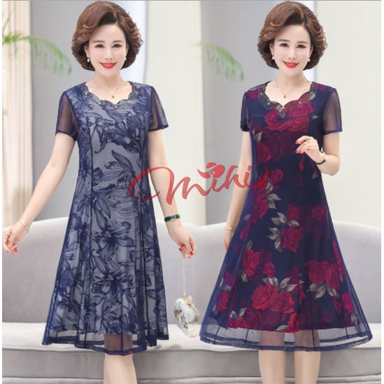 Váy Đầm Dự Tiệc Trung Niên Nữ Cao Cấp V10 - Áo Đầm Dạ Hội Cho Mẹ Đẹp Sang Trọng Thời Trang cho người lớn tuổi Bigsize
