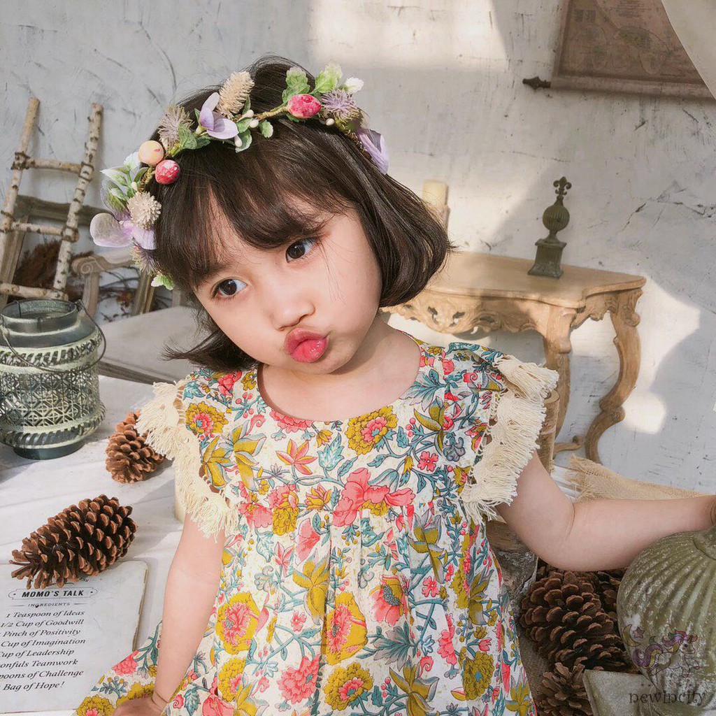 Đầm Bé Gái In Hoa Phong Cách Hàn Quốc