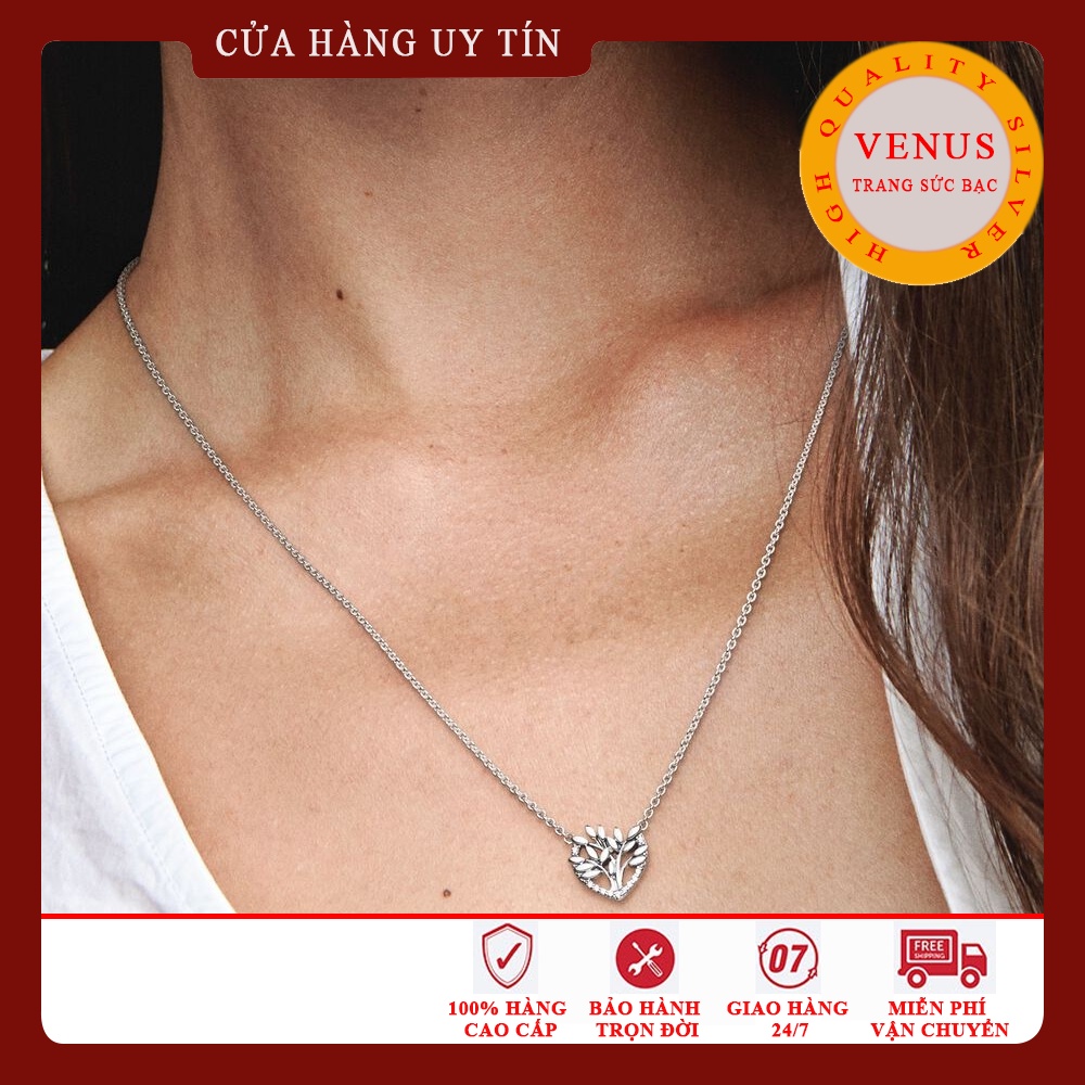 Dây chuyền mặt tim cây gia đình- Hàng cao cấp- Trang sức bạc Venus