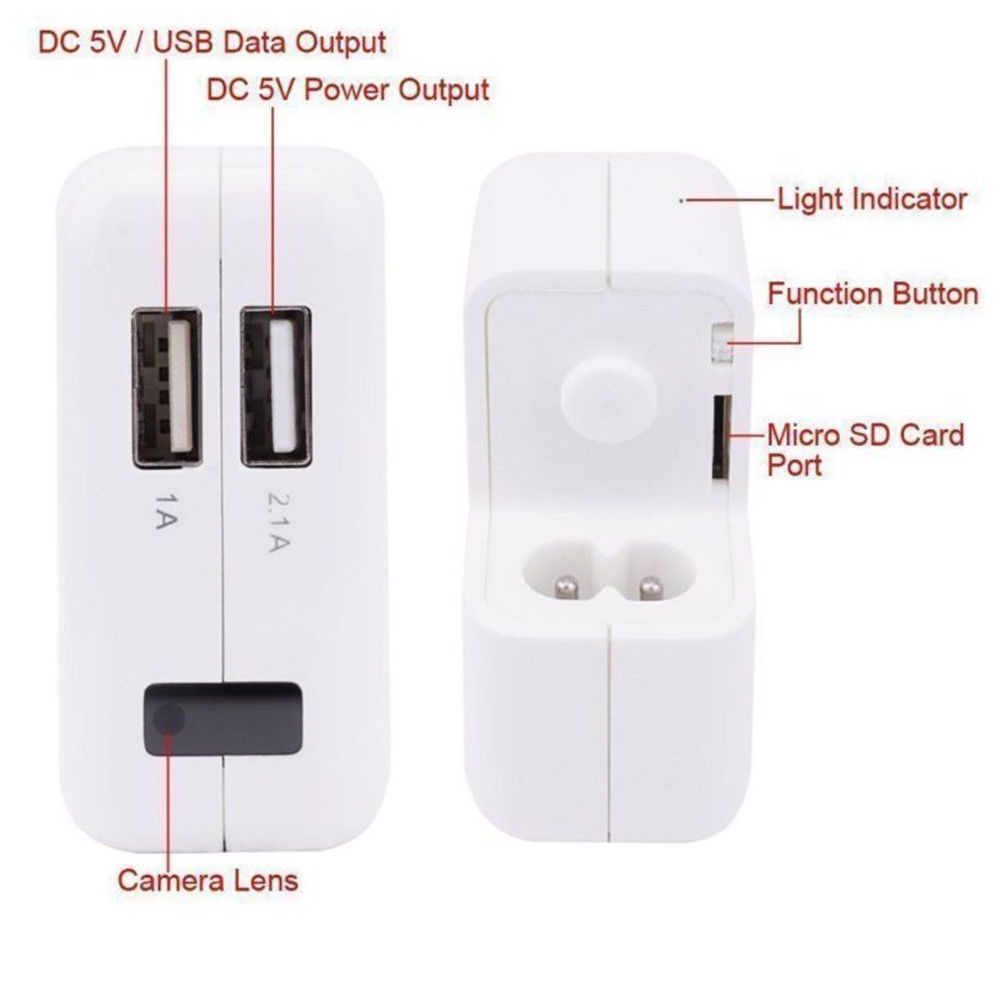 Camera Ngụy Trang Dạng Sạc 2 Cổng Usb Hd 1080p