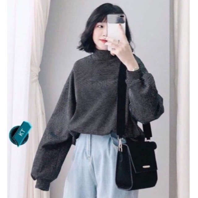 Áo nỉ kẻ tay bom