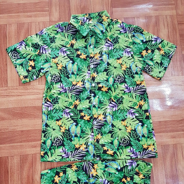 set bộ hoa quả pyjama đi biển, quần áo trái cây hoa lá cành du lịch - vải  cotton mát