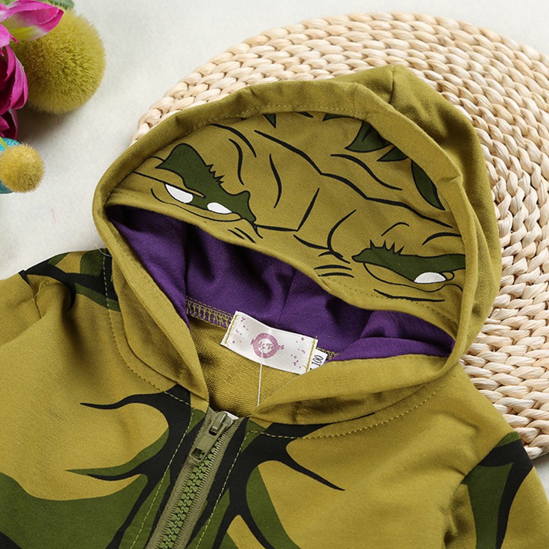Áo Khoác Hoodie Cotton Màu Xanh Quân Đội Cho Bé Trai