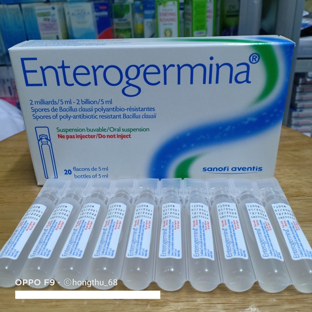 1 ống Men tiêu hóa Enterogermina chứa 2 tỷ bào tử Bacillus clausii