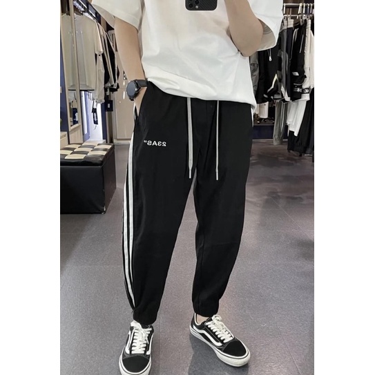 NEW TREND 2021 Quần JOGGER kéo Khóa 3 sọc  Phong Cách thể thao 3 line chất cotton mịn lì Nam, Nữ Unisex