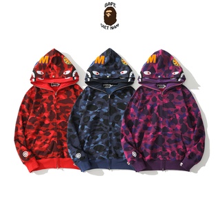 Áo Hoodie Bape, Jacket Bape 2 mũ full zip SS2021 3 màu Camo Red, Camo Violet, Camo Blue BapeVN