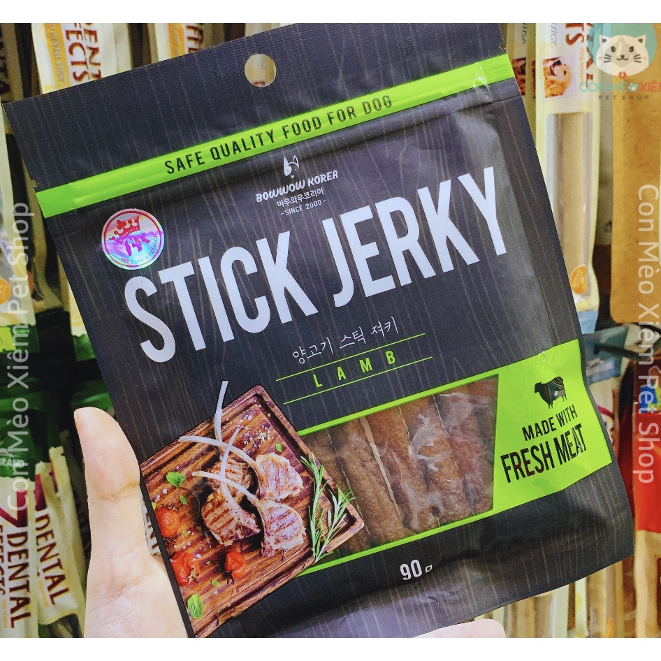 Snack cho chó thịt cừu Úc que Bow wow stick jerky lamb 90g, thức ăn cho chó vặt huấn luyện cún Con Mèo Xiêm