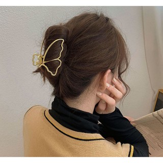 Kẹp tóc càng cua dễ thưong kim loại phối hình bướm rỗng phong cách Hàn Quốc