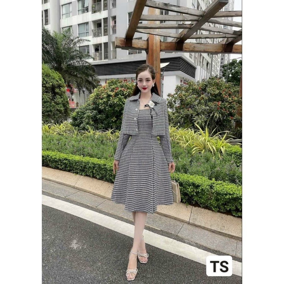 Váy thiết kế xoè nữ,set dạ ziczac cao cấp trẻ trung phong cách hàn quốc | BigBuy360 - bigbuy360.vn