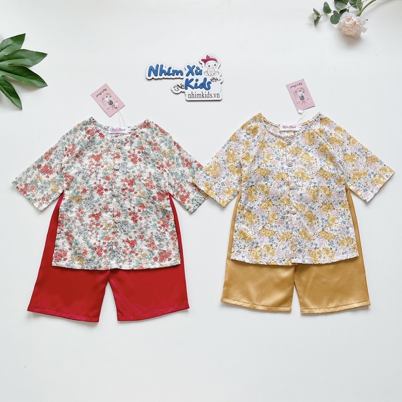 Bộ Bà Ba Bé Gái 4 - 30kg Chất Đũi Hàn Cao Cấp Phối Quần Lụa Satin [S020]