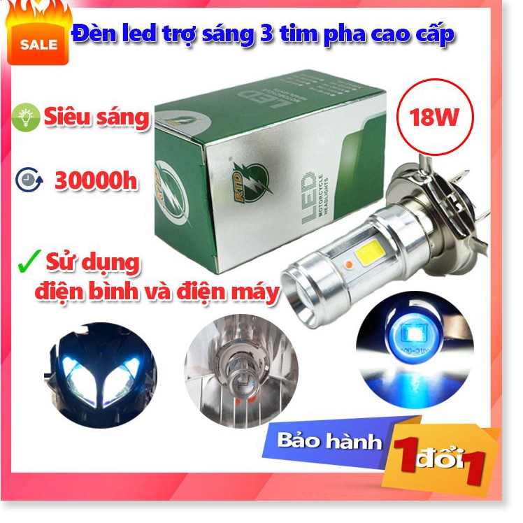 ✔️ [Top sale] -  Đèn pha xe máy led 3 chân H4/E01C siêu sáng