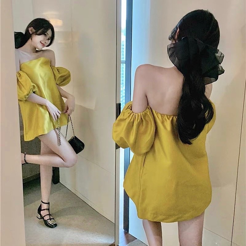 ÁO TRỄ VAI MÀU VÀNG SANG CHẢNH ULZZANG CHICGIRL