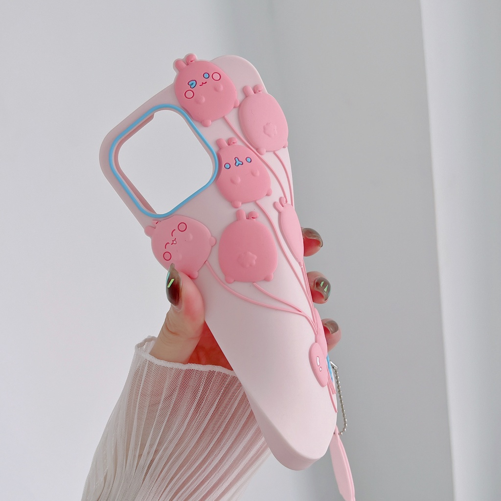 Ốp Điện Thoại Silicon Mềm Chống Sốc Phối Mặt Hình Thỏ Hoạt Hình Cho iPhone 13 12 11 Pro Max XR XS Max X 7 8 6 6s Plus