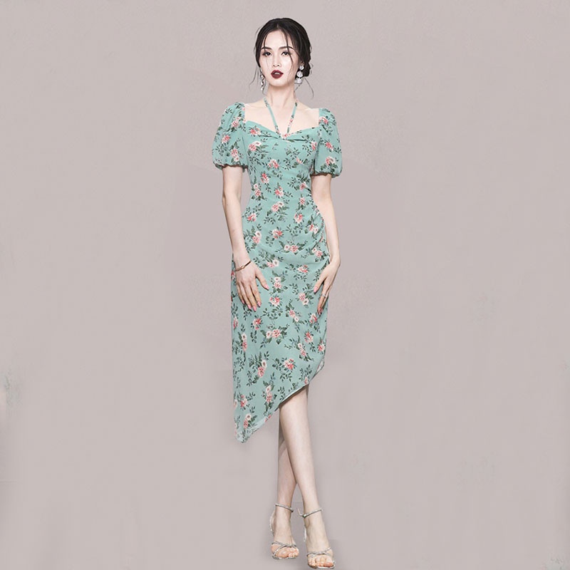 Đầm Hoa Dáng Ôm Vạt Chéo Vạt Chéo