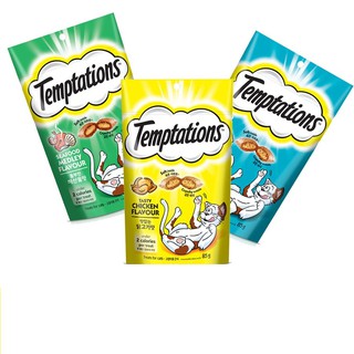 Bộ 3 túi bánh thưởng cho mèo Temptations: vị cá ngừ, hải sản và gà 85g/túi