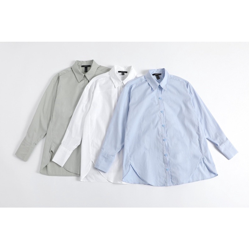 Áo Sơ Mi Vạt Bầu Tay Dài Xẻ Hông F21