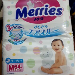 Tã/ bỉm, dán/quần merries nb90/ s82/ m58/ m64/ l54/ l44/ xl38