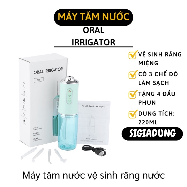 [SGD] Tăm Nước - Máy Tăm Nước Cầm Tay 4 Đầu Phun Oral Irrigator Vệ Sinh Răng Miệng 10358