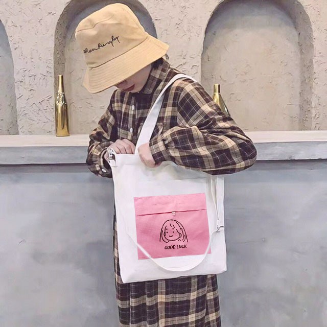 ❤️ BỎ SỈ ❤️ TÚI VẢI TOTE phối hình cute, túi xách nữ đựng điện thoại đồ dùng du lịch chất vải kaki bối họa tiết đẹp