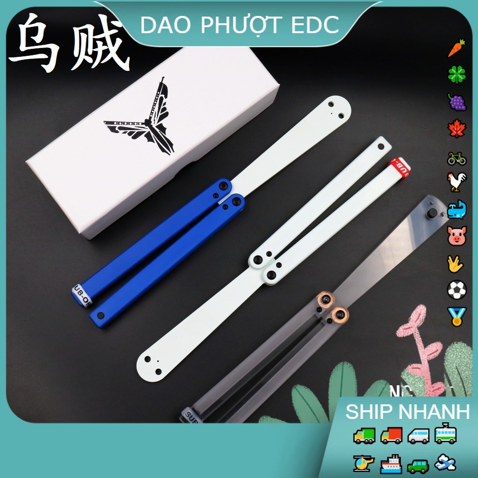 Đồ Chơi Balisong Nhựa Squiddy V3 Trong Suốt Nhựa - Hàng Siêu Cứng Dẻo