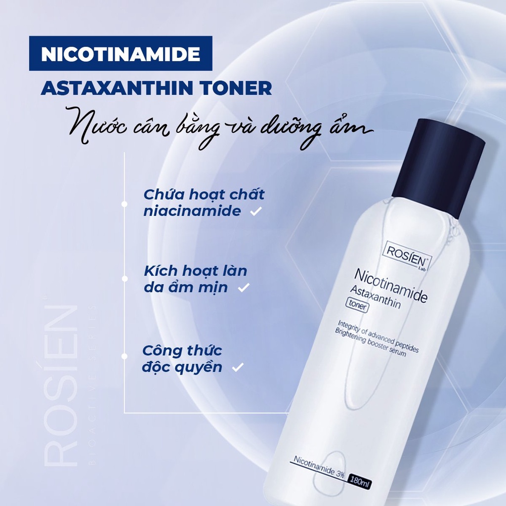 Nước cân bằng và dưỡng ẩm da - Rosien Nicotinamide Astaxanthin Toner 180ml