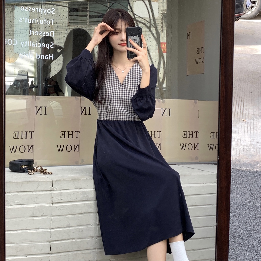 BIGSIZE Nữ - Đầm Nữ Dài Tay Cổ Tròn Form Dài Rộng Hàn- Váy ulzzang xinh đẹp - quảng châu cao cấp - cho người mập béo 45-100kg