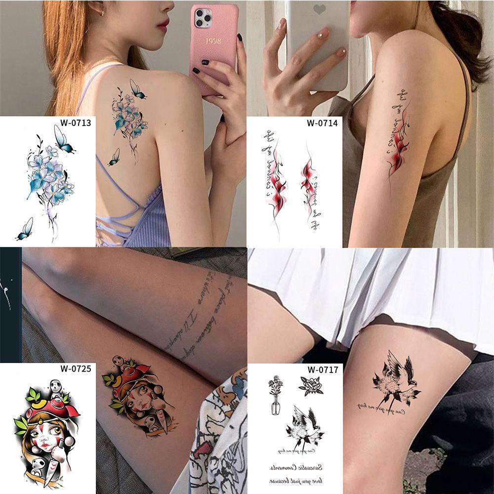 Hình Xăm Dán Tạm Thời Chống Nước Lâu Trôi Hình Hoa Và Bướm