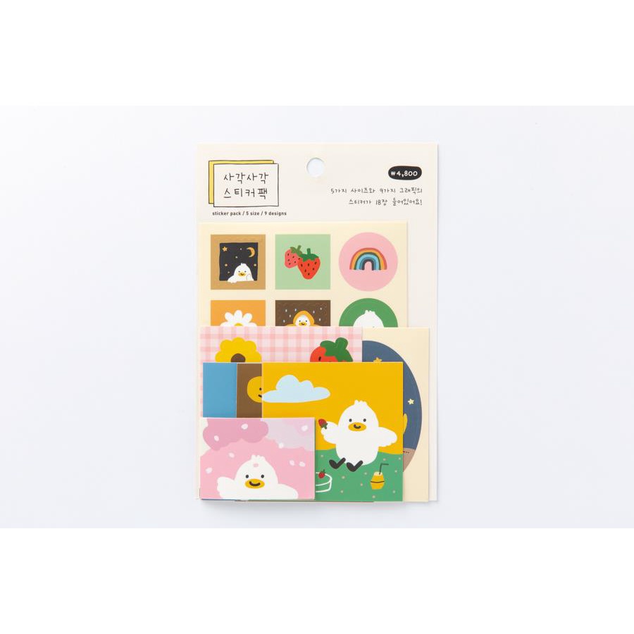 Set 18 Tấm Sticker Size Hình Vuông ARTBOX Hàn Quốc Nhiều Hình Vẽ Mali Xinh Xắn