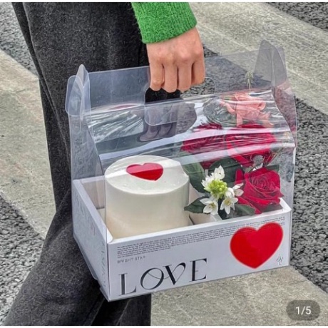 hộp bánh sinh nhật bánh kem [FREESHIP❤️] combo 5 hộp 2 ngăn trang trí hoa và bánh