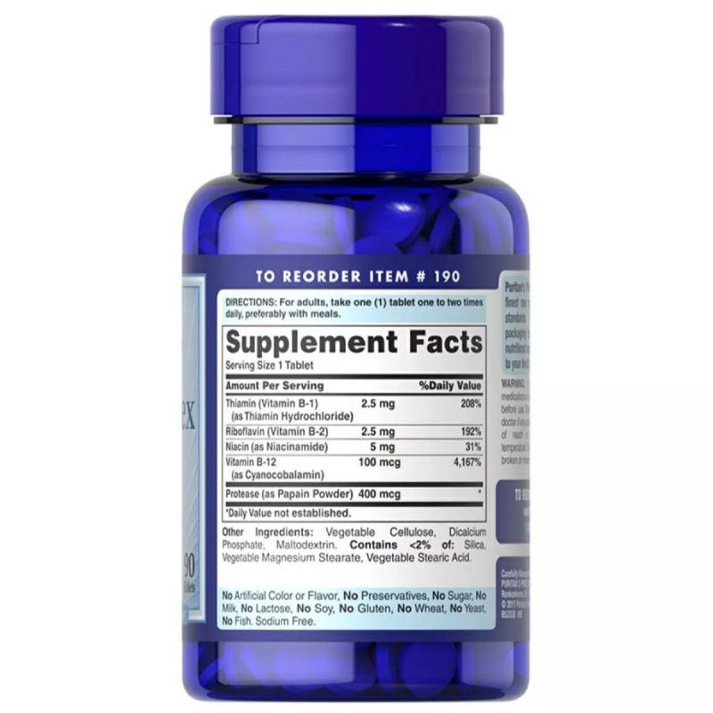 Viên Uống bổ máu, tăng cường sức khoẻ B-Complex with B-12 Puritan Pride