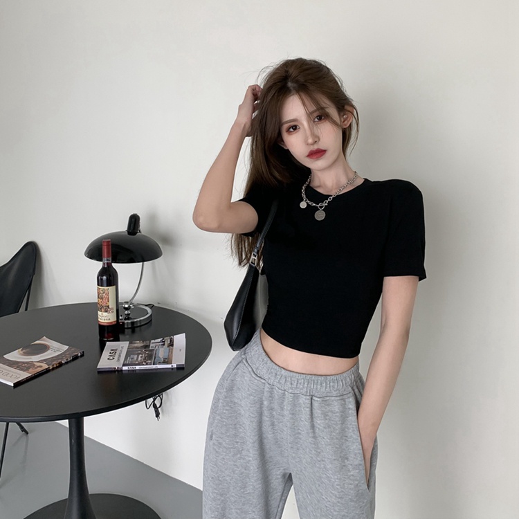 Áo Croptop Tay Ngắn Bigsize Dưới 80Kg Cổ Tròn Ôm Body Chất Thun Trơn "TN"