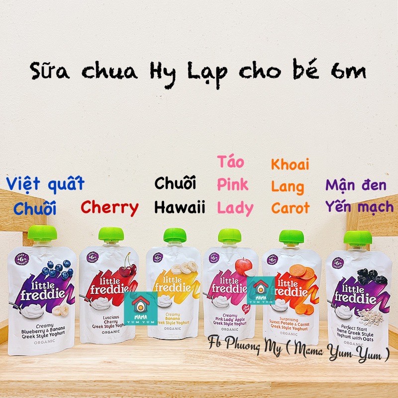 Date 3,6,8/2024 Hoa quả, Sữa chua Hy lạp Little freddie organic hữu cơ cho bé từ 6 tháng UK