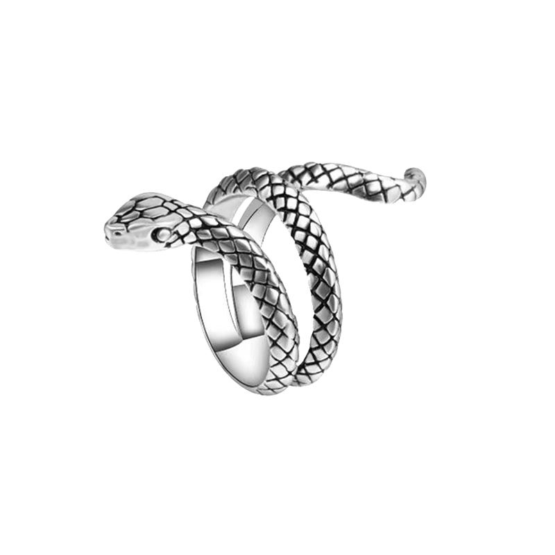 Nhẫn đeo ngón tay thiết kế kiểu con rắn phong cách retro cá tính thời trang dành cho nữ