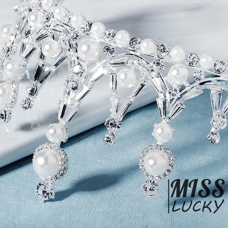 Vương Miện Đính Đá Và Ngọc Trai Giả Thời Trang Cho Nữ