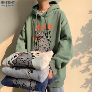 Áo Hoodie Dáng Rộng Có In Hình Khủng Long Hoạt Hình Dễ Thương Cho Nam/Nữ
