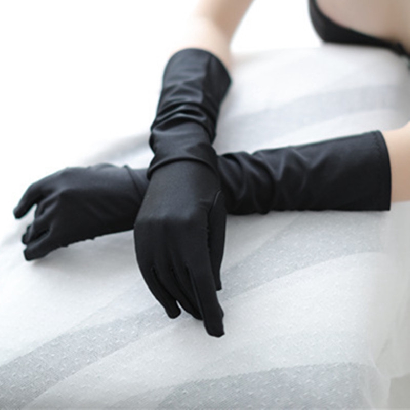 Đôi găng tay màu đen dùng cho đầm cô dâu / hóa trang cosplay gợi cảm