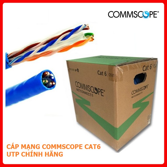 Dây cáp mạng COMMSCOPE/AMP Cat6 UTP cáp mạng LAN xịn bấm sẵn 2 đầu 3m-10m (xanh) Test thông mạng trước khi giao