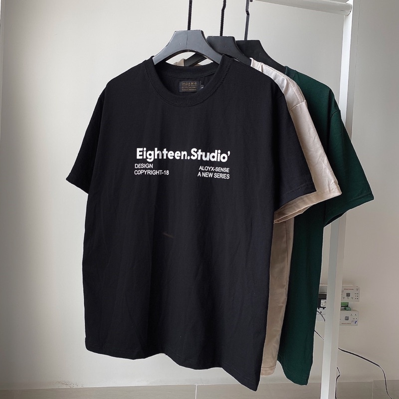 Áo Thun Tay Lỡ Unisex EIGHTEEN 18 màu ĐEN/KEM/XANH/ NÂU /Nam nữ unisex/ Áo phông cổ tròn form rộng Jaystoree2 ❤️