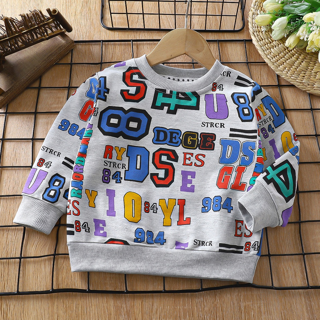 Áo Thun Cotton Tay Dài Phong Cách Mùa Thu Cho Bé Trai Bé Gái 228
