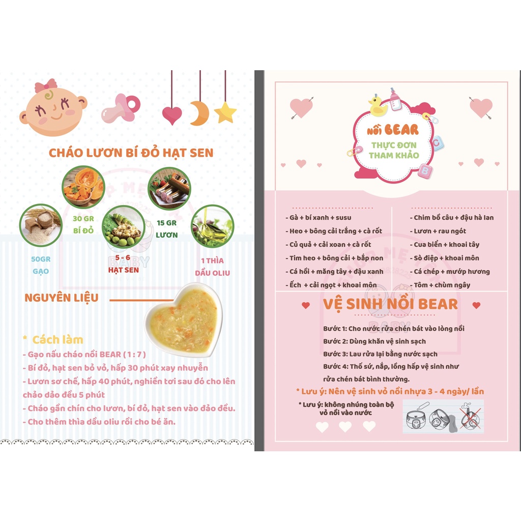 NỒI NẤU CHÁO, NINH, HẦM, HẤP CÁCH THỦY BEAR 1.6 LÍT