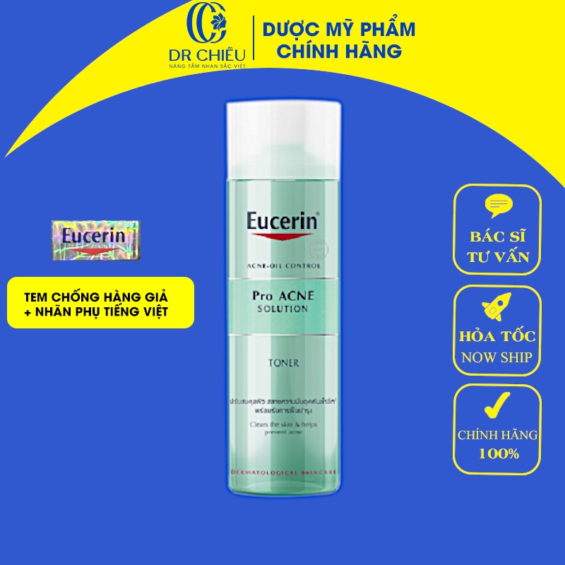 Toner Eucerin ⚜️CHÍNH HÃNG⚜️ Nước Hoa Hồng Eucerin Pro Acne Solution cho da dầu mụn 200ml