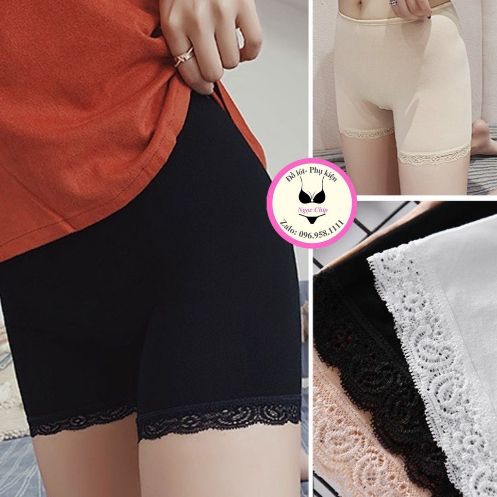 Quần mặc trong váy,quần lót bảo hộ chất cotton co giãn 4 chiều phối viền ren siêu xinh